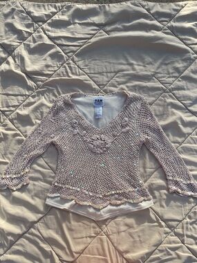 Vintage Y2K sequin crochet fairy top